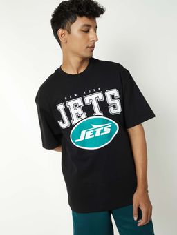 max - Black Cotton Half Sleeves Crew Neck Printed T-Shirt