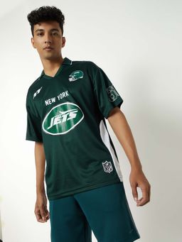 max - Green Polyester Half Sleeves Collar Neck Printed Polo T-Shirt