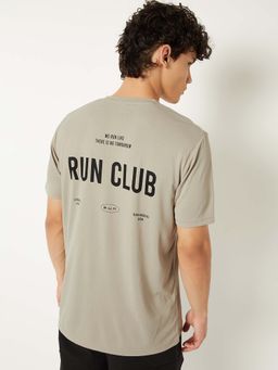 max - Grey Polyester Half Sleeves Crew Neck Printed T-Shirt