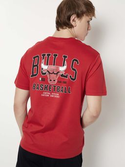 max - Red Cotton Blend Half Sleeves Crew Neck Printed T-Shirt