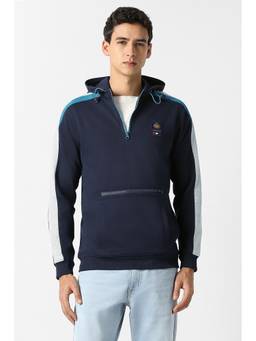 Van Heusen - Men Navy Blue Hooded Neck Hoodie
