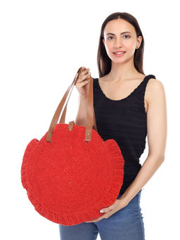 ITIHASIKALA - Women United Urbane Crochet Tote Bag- Red