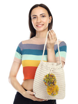 ITIHASIKALA - Women Crochet Cotton Potli - Off White