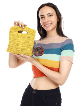 ITIHASIKALA - Women Crochet Miniature Handbag - Yellow