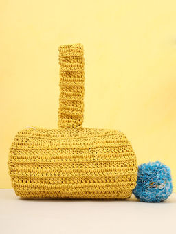 ITIHASIKALA - Women Crochet Duffel Pouch - Yellow