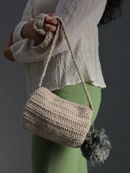 ITIHASIKALA - Women Crochet Duffel Sling - Off White