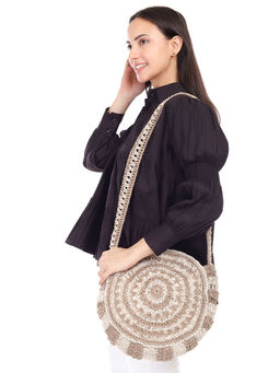 ITIHASIKALA - Women The Mandala Crochet Handbag- Brown