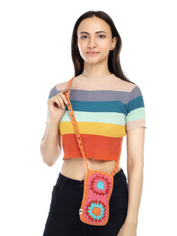 ITIHASIKALA - Women Mobile Crochet Sling Bag - Multi-Color