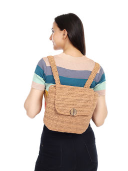 ITIHASIKALA - Women Crochet Backpack - Khaki
