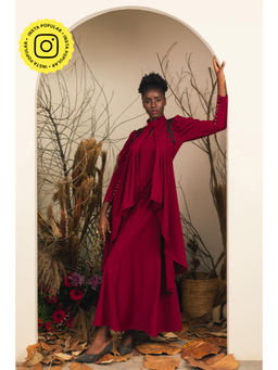 House of Fett - Maroon Athena Jumpsuit Gown