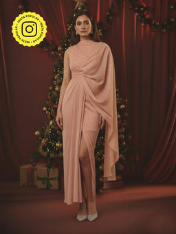 House of Fett - Belrose Pleated Gown with Belt - Green