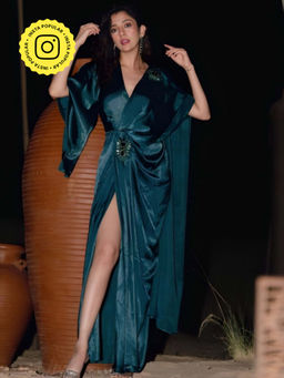 House of Fett - Belrose Pleated Green Gown Bodycon Dress