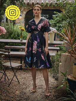 House of Fett - Guana Embroidered A-Line Pleated Dress