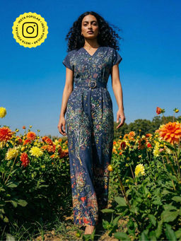 House of Fett - Floral Floss Linen Pink Midi Dress