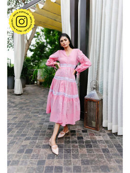 House of Fett - Whipped Flowers Embroidered Pink Mini Dress