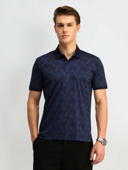 Arrow - Floral Pure Cotton Blue Polo T-Shirt