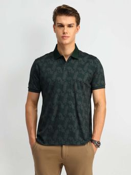 Arrow - Floral Pure Cotton Green Polo T-Shirt