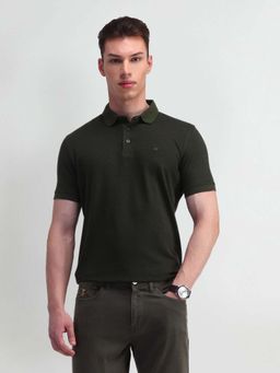 Arrow - Textured Cotton Green Polo T-Shirt