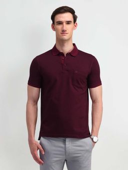 Arrow - Textured Cotton Red Polo T-Shirt