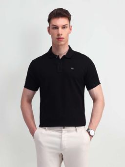 Arrow Sports - Solid Regular Fit Black Polo T-Shirt
