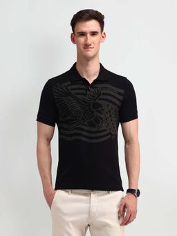U.S. Polo Assn. Denim Co. - Graphic Printed Muscle Fit Black Polo T-Shirt