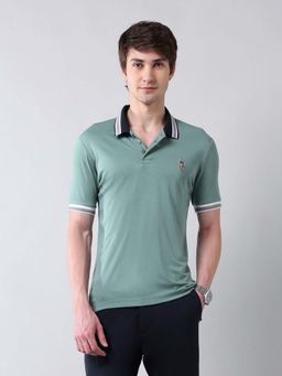 U.S. Polo Assn. Denim Co. - Solid Pure Cotton Muscle Fit Green Polo T-Shirt