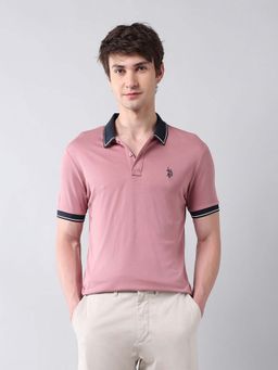 U.S. Polo Assn. Denim Co. - Solid Pure Cotton Muscle Fit Orange Polo T-Shirt