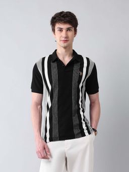 U.S. Polo Assn. Denim Co. - Vertical Striped Americana Black Polo T-Shirt