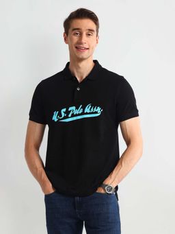 U.S. Polo Assn. Denim Co. - Typography Regular Fit Black Polo T-Shirt