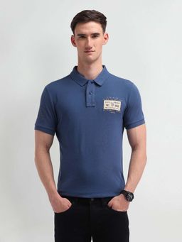 U.S. Polo Assn. Denim Co. - Solid Muscle Fit Blue Polo T-Shirt