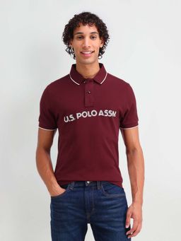 U.S. Polo Assn. Denim Co. - Brand Printed Muscle Fit Red Polo T-Shirt
