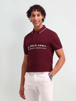 U.S. Polo Assn. Denim Co. - Brand Printed Muscle Fit Red Polo T-Shirt