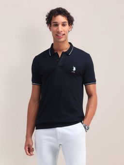 U.S. POLO ASSN. - Solid Slim Fit Blue Polo T-Shirt