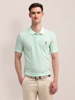 U.S. POLO ASSN. - Geometric Printed Slim Fit Blue Polo T-Shirt