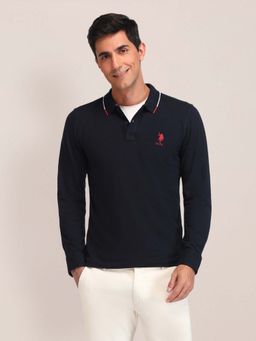 U.S. POLO ASSN. - Solid Slim Fit Blue Polo T-Shirt