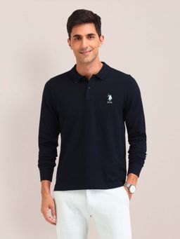U.S. POLO ASSN. - Solid Slim Fit Blue Polo T-Shirt
