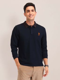 U.S. POLO ASSN. - Solid Slim Fit Blue Polo T-Shirt