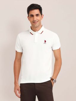 U.S. POLO ASSN. - Textured Slim Fit White Polo T-Shirt