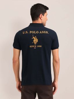 U.S. POLO ASSN. - Brand Solid Slim Fit Blue Polo T-Shirt