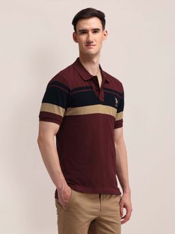 U.S. POLO ASSN. - Horizontal Striped Slim Fit Red Polo T-Shirt