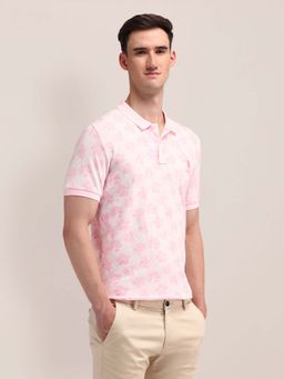 U.S. POLO ASSN. - Printed Cotton Pink Polo T-Shirt