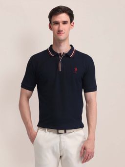 U.S. POLO ASSN. - Solid Slim Fit Blue Polo T-Shirt