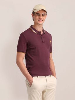 U.S. POLO ASSN. - Solid Slim Fit Purple Polo T-Shirt