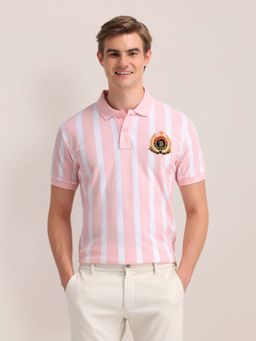 U.S. POLO ASSN. - Vertical Striped Slim Fit Pink Polo T-Shirt
