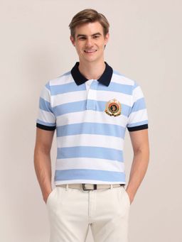 U.S. POLO ASSN. - Horizontal Striped Slim Fit Blue Polo T-Shirt