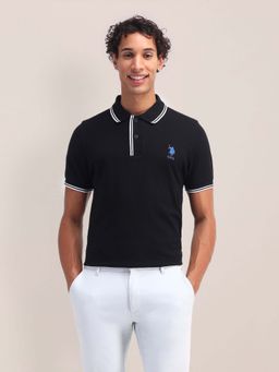 U.S. POLO ASSN. - Solid Slim Fit Black Polo T-Shirt