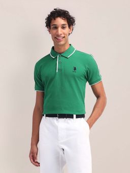 U.S. POLO ASSN. - Solid Slim Fit Green Polo T-Shirt