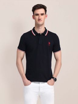 U.S. POLO ASSN. - Solid Cotton Navy Blue Polo T-Shirt