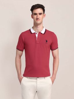 U.S. POLO ASSN. - Solid Slim Fit Red Polo T-Shirt