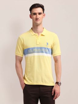 U.S. POLO ASSN. - Horizontal Striped Slim Fit Yellow Polo T-Shirt